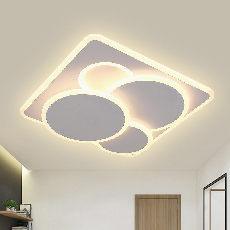 Geometric Flush Light Fixture Simple Acrylic White LED Ceiling Mounted Light in Warm/White Light