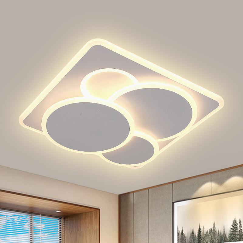 Geometric Flush Light Fixture Simple Acrylic White LED Ceiling Mounted Light in Warm/White Light