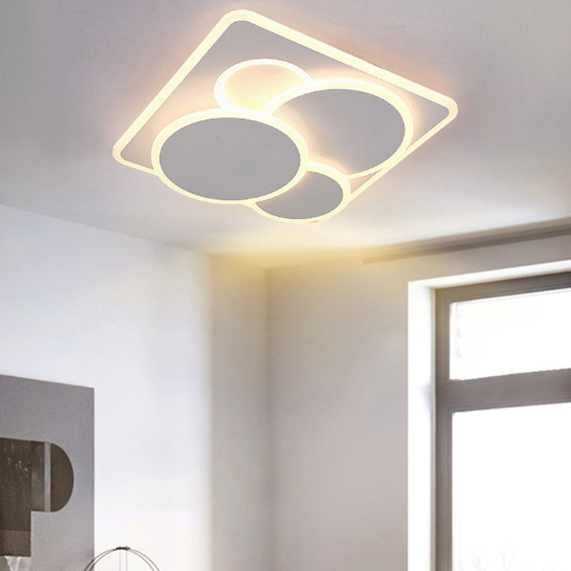 Geometrische Flush Light Fixture Eenvoudige Acryl Witte LED Plafond Opgezette Licht in Warm/Wit Licht