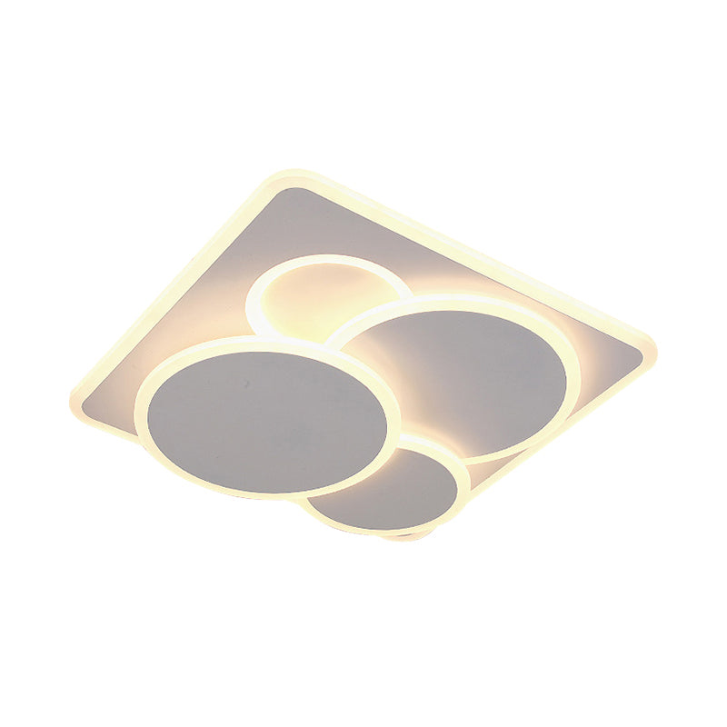 Geometrische Flush Light Fixture Eenvoudige Acryl Witte LED Plafond Opgezette Licht in Warm/Wit Licht