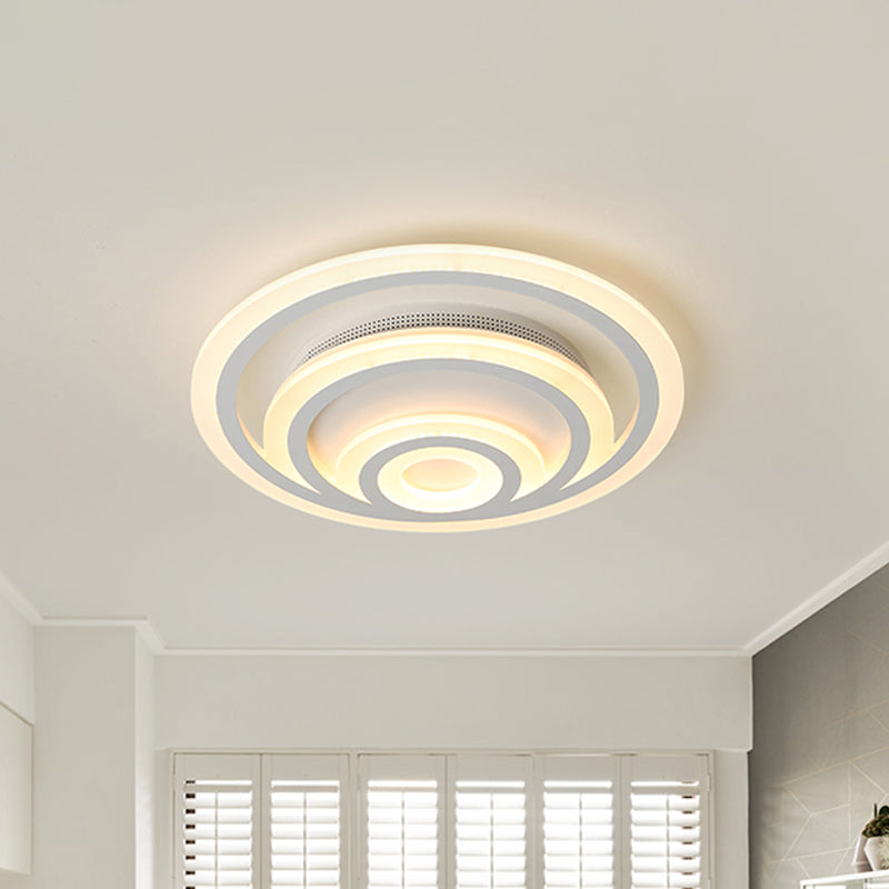 16"/19.5" Wide Ripple Acrylic Flush Mount Light Minimalist White LED Ceiling Lighting, Warm/White/3 Color Light