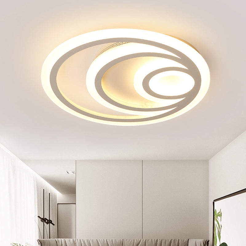 16 "/19.5" Wide Ripple Acrilico Flush Mount Light Minimalist White LED Massimale Illuminazione, Caldo / White/3 Colore Luce