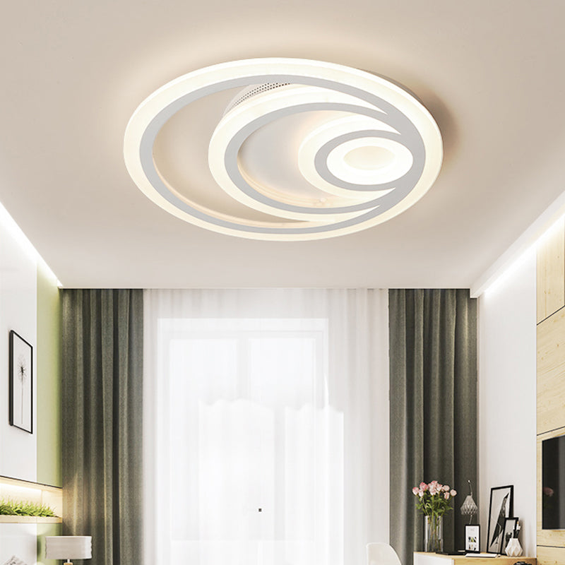 16 "/19.5" Wide Ripple Acrylique Flush Mount Light Minimalist White LED Ceiling Lighting, Warm / White/3 Color Light