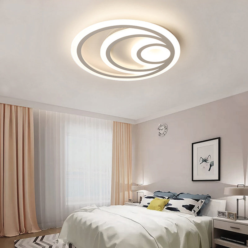 16 "/19.5" Wide Ripple Acrylique Flush Mount Light Minimalist White LED Ceiling Lighting, Warm / White/3 Color Light