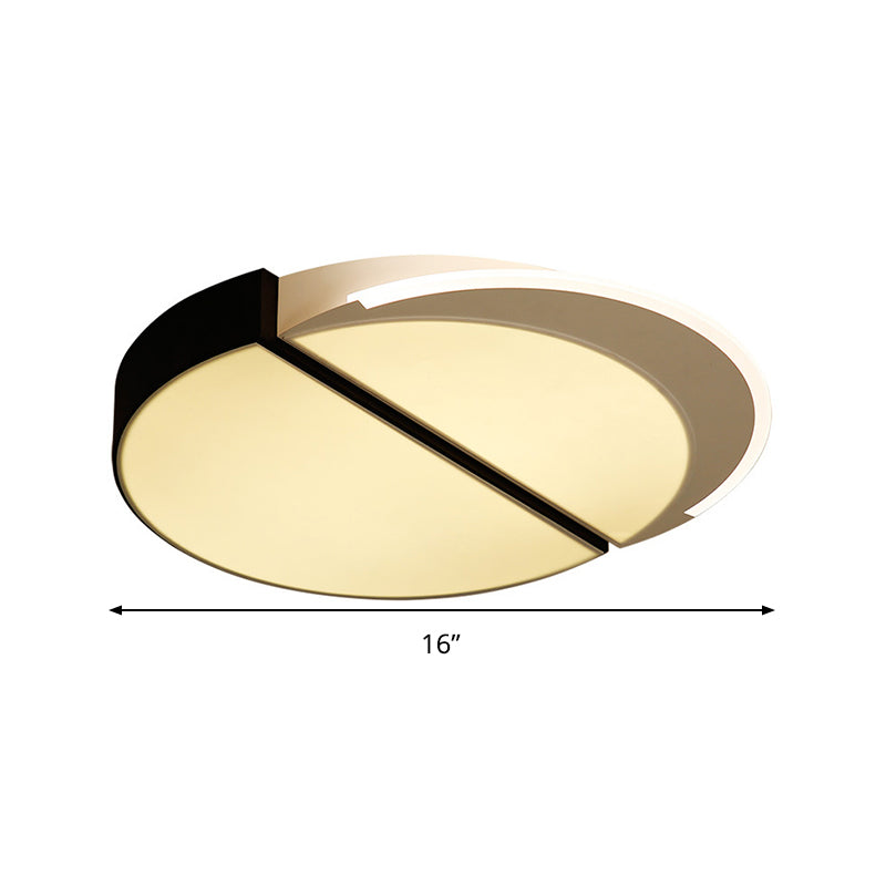 Schwarz-weiße runde Deckenbeleuchtung, moderne LED-Einbauleuchte aus Metall in warmem/weißem/dreifarbigem Licht, 16"/19,5" breit