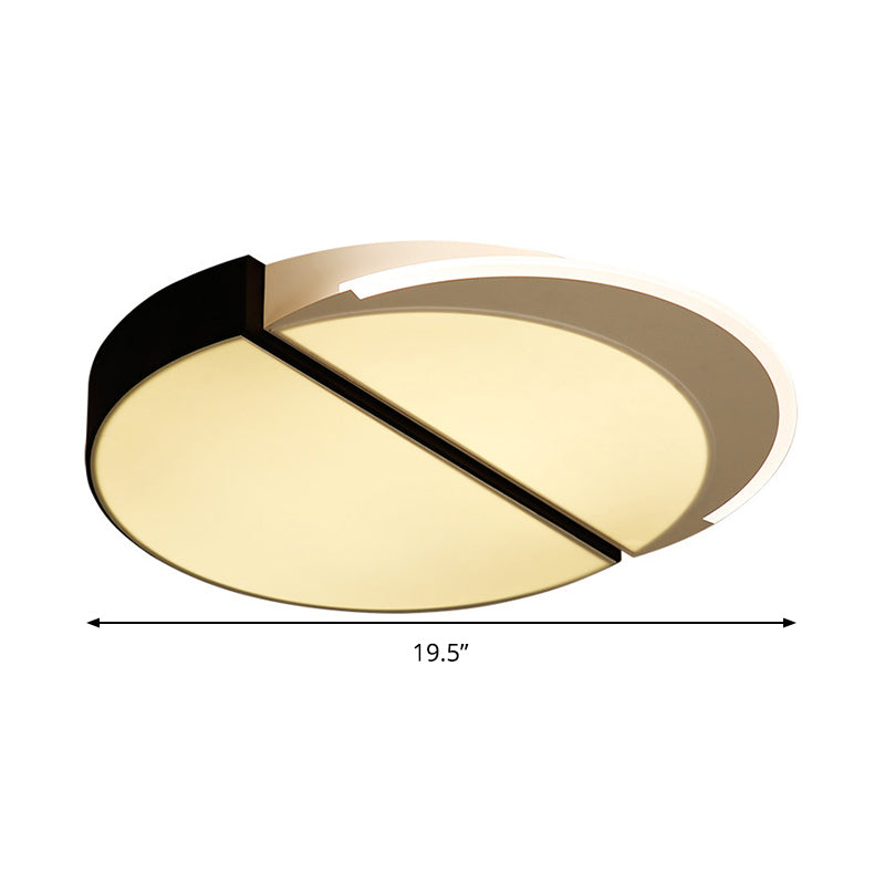 Schwarz-weiße runde Deckenbeleuchtung, moderne LED-Einbauleuchte aus Metall in warmem/weißem/dreifarbigem Licht, 16"/19,5" breit