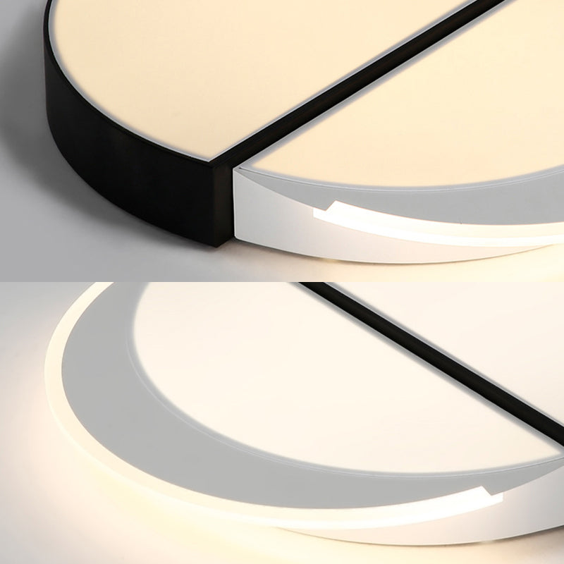 Plafonnier rond noir et blanc, luminaire moderne à LED en métal, lumière chaude/blanche/3 couleurs, 16 "/ 19,5" de large