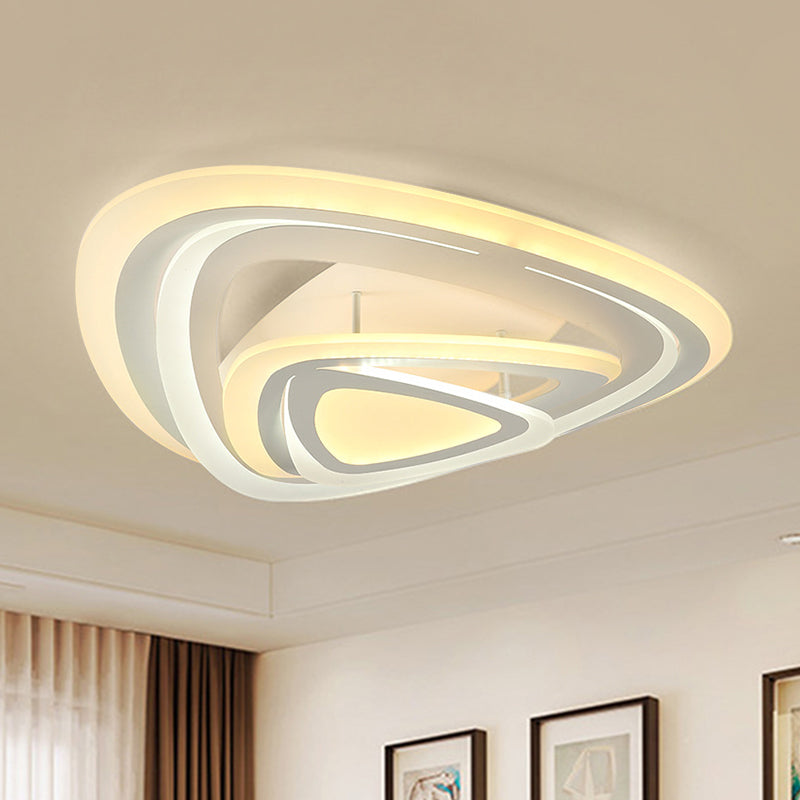 Triangle Acrylique Flush Mount Light Fixture Modern White LED Ceiling Lamp, Warm / White / Outer Warm Inner White Light