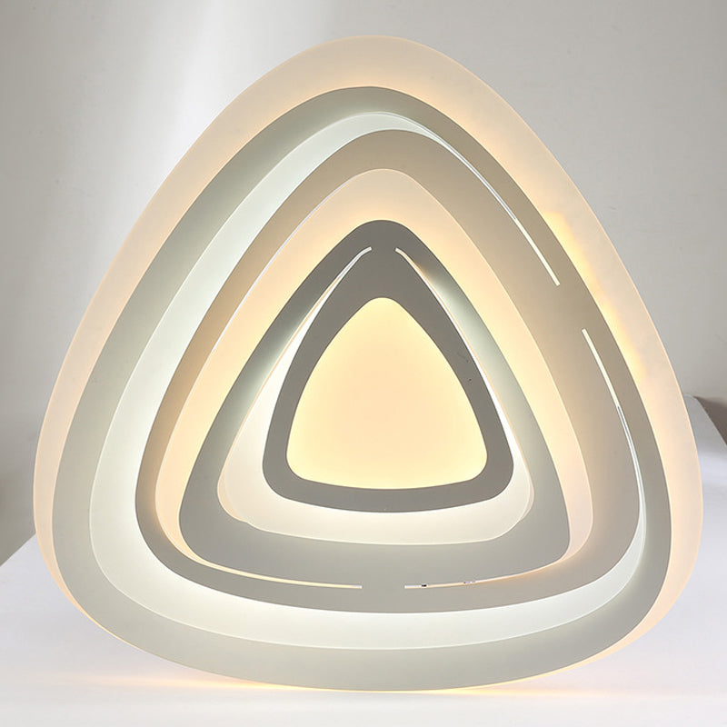 Triangle Acrylique Flush Mount Light Fixture Modern White LED Ceiling Lamp, Warm / White / Outer Warm Inner White Light