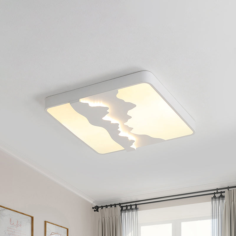 Quadratische Deckenleuchte aus Metall, modernes Grau/Weiß, 16"/19,5" breite LED-Einbauleuchte, warmes/weißes Licht