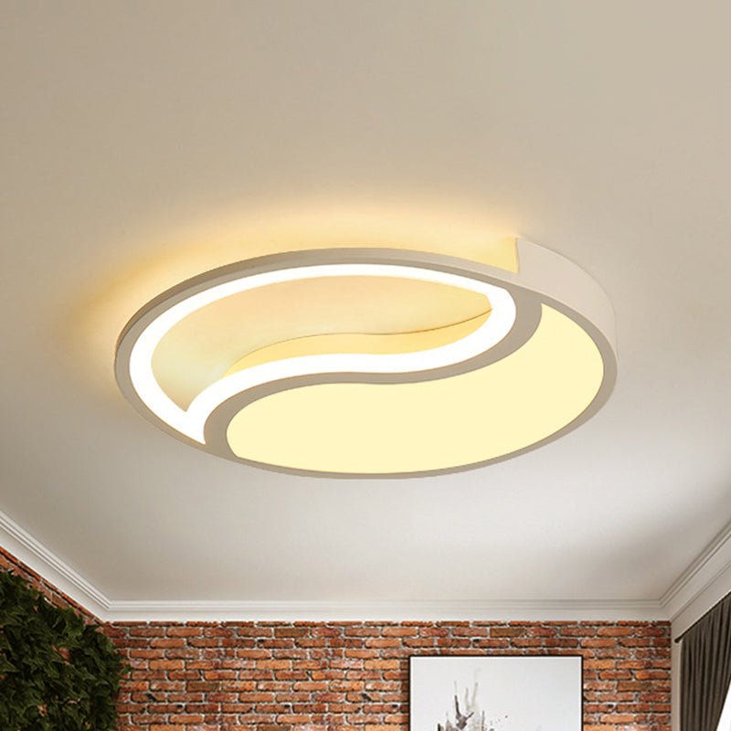 Cercle Flush Mount Light Style Simple Acrylique White LED Ceiling Light in Warm / White/3 Color Light, 16 "/19.5" Wide