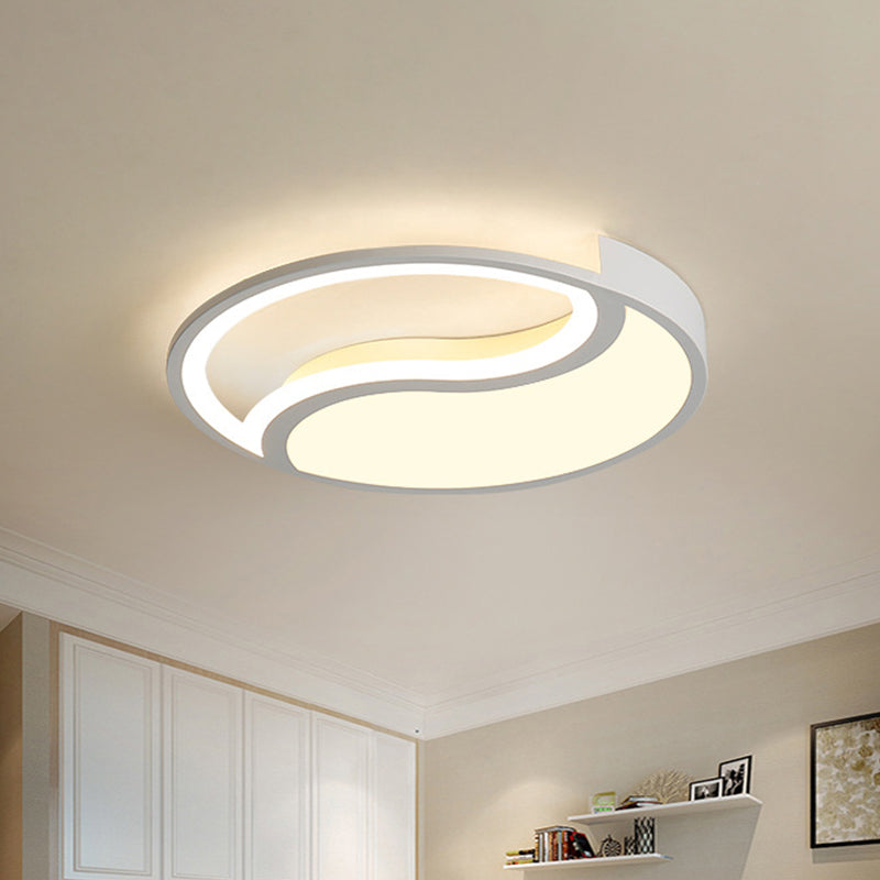 Luz de techo LED blanca acrílica de estilo simple con montaje empotrado circular en luz cálida/blanca/3 colores, 16"/19,5" de ancho