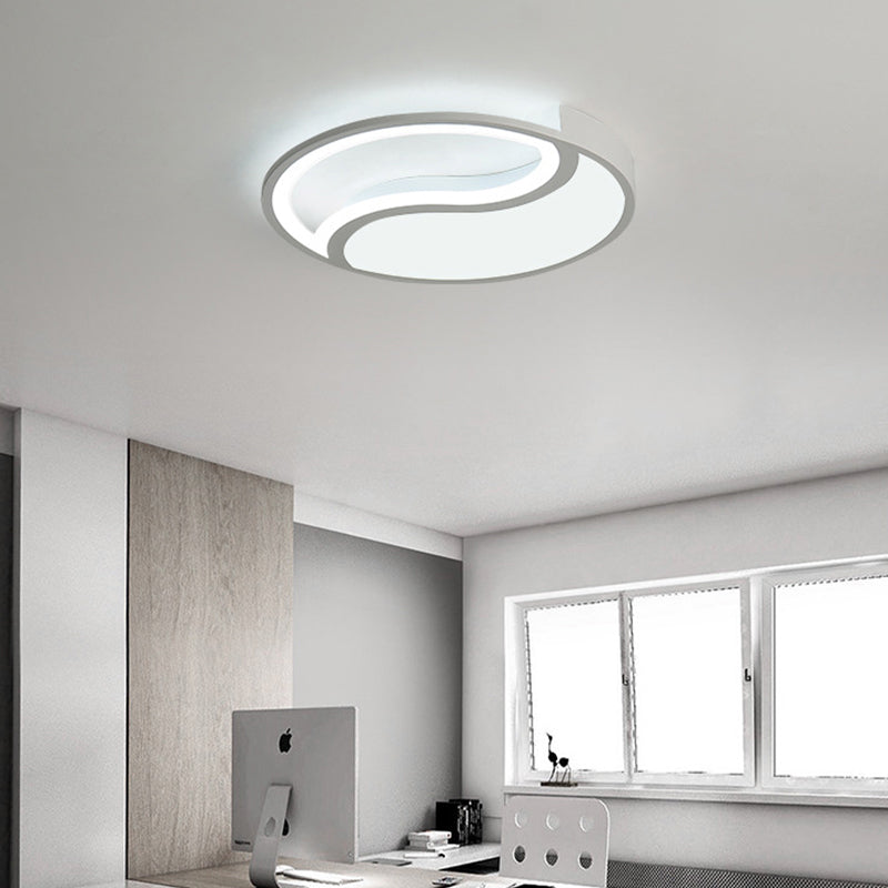 Luz de techo LED blanca acrílica de estilo simple con montaje empotrado circular en luz cálida/blanca/3 colores, 16"/19,5" de ancho