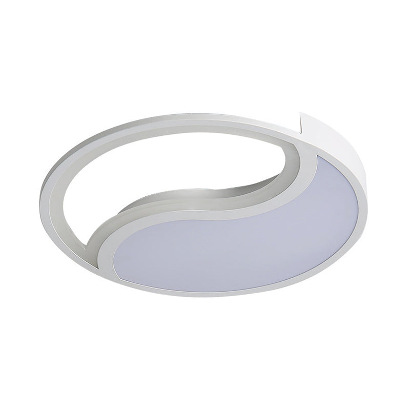 Cercle Flush Mount Light Style Simple Acrylique White LED Ceiling Light in Warm / White/3 Color Light, 16 "/19.5" Wide