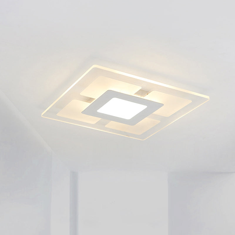 16.5"/20.5" Wide Acrylic Square Ceiling Mounted Light Simple Style White LED Flush Mount Lamp in Warm/White Light