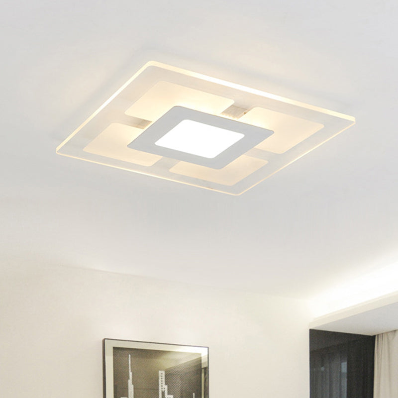 16.5"/20.5" Brede Acryl Vierkante Plafond Opgezette Licht Eenvoudige Stijl Witte LED Flush Mount Lamp in Warm/Wit Licht