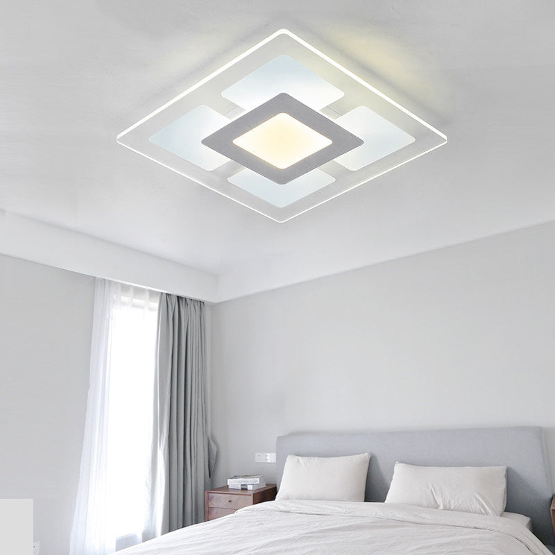 16.5"/20.5" Wide Acrylic Square Ceiling Mounted Light Simple Style White LED Flush Mount Lamp in Warm/White Light