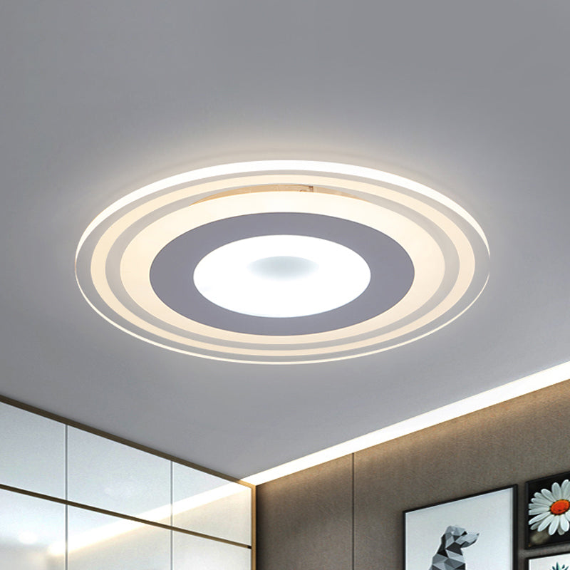 Lámpara LED de montaje empotrado, iluminación de techo blanca de estilo simple con pantalla acrílica circular en luz cálida/blanca/3 colores, 16,5"/19,5"/23,5" de ancho