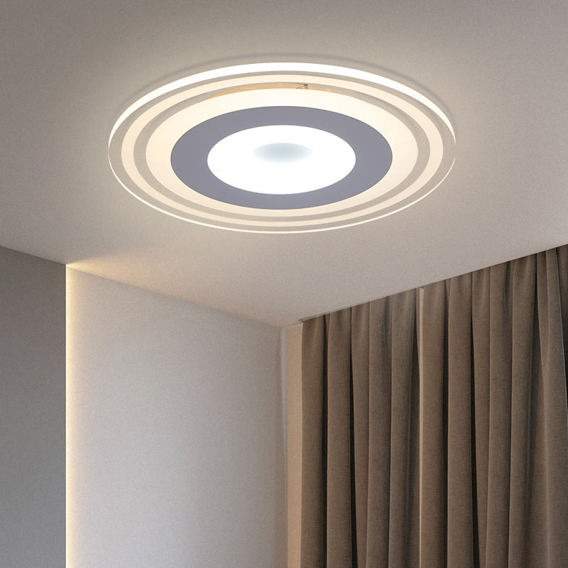 Lámpara LED de montaje empotrado, iluminación de techo blanca de estilo simple con pantalla acrílica circular en luz cálida/blanca/3 colores, 16,5"/19,5"/23,5" de ancho