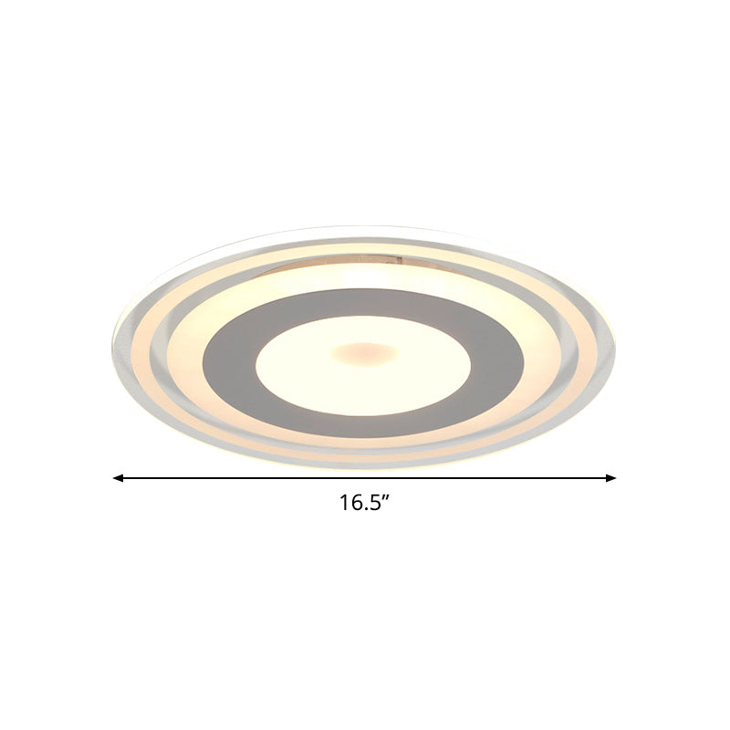 LED-Unterputz-Halterung einfach Style Weiß Deckenbeleuchtung mit Kreis Acryl Schatten in Warm/White/3 Color Light, 16.5 "/19.5" /23.5 " Breite