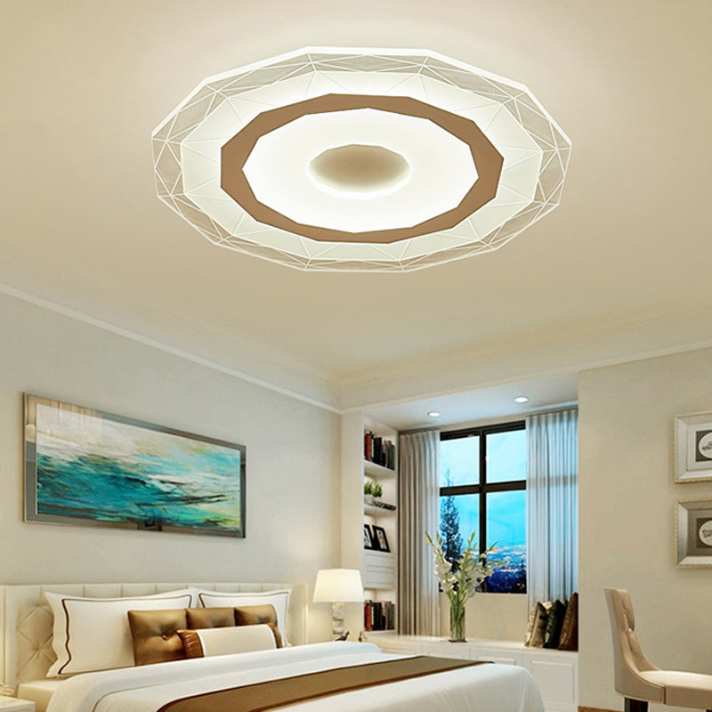 19.5"/23.5" Wide Ultra-Thin Ceiling Lamp Simple Style Acrylic White LED Flush Mount Fixture in Warm/White/Outer White Inner Warm Light