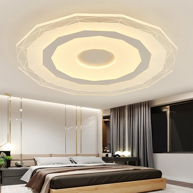 19.5"/23.5" Wide Ultra-Thin Ceiling Lamp Simple Style Acrylic White LED Flush Mount Fixture in Warm/White/Outer White Inner Warm Light