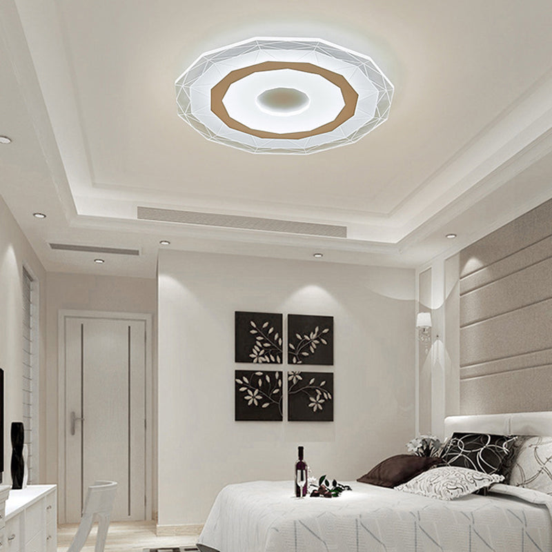 Lampada da soffitto ultrasottile larga 19,5"/23,5" Stile semplice Lampada da incasso a LED bianca in acrilico con luce calda interna calda/bianca/bianca esterna