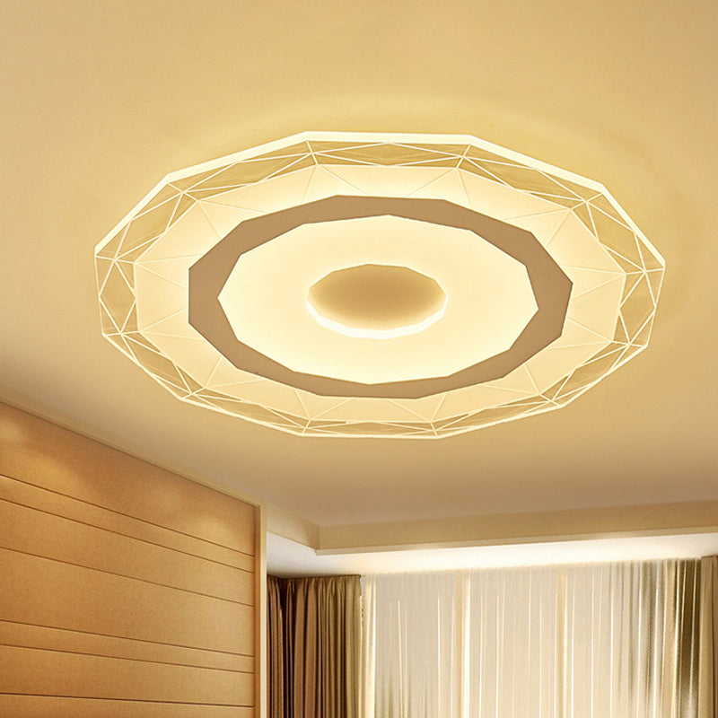 19.5"/23.5" Wide Ultra-Thin Ceiling Lamp Simple Style Acrylic White LED Flush Mount Fixture in Warm/White/Outer White Inner Warm Light