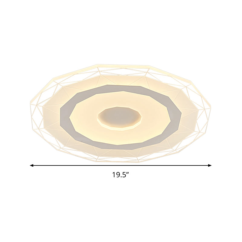19.5 "/23.5" Breed Ultra-Dun Plafond Lamp Eenvoudige Stijl Acryl Wit LED Flush Mount Fixture in Warm/Wit/Buiten Wit Binnenwarm Licht