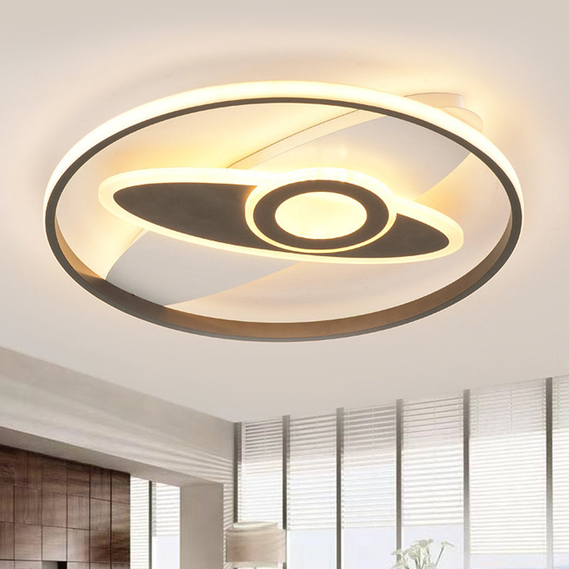 Circle Ceiling Light Modern Acrylic Black and White LED Flush Mount Light Fixture