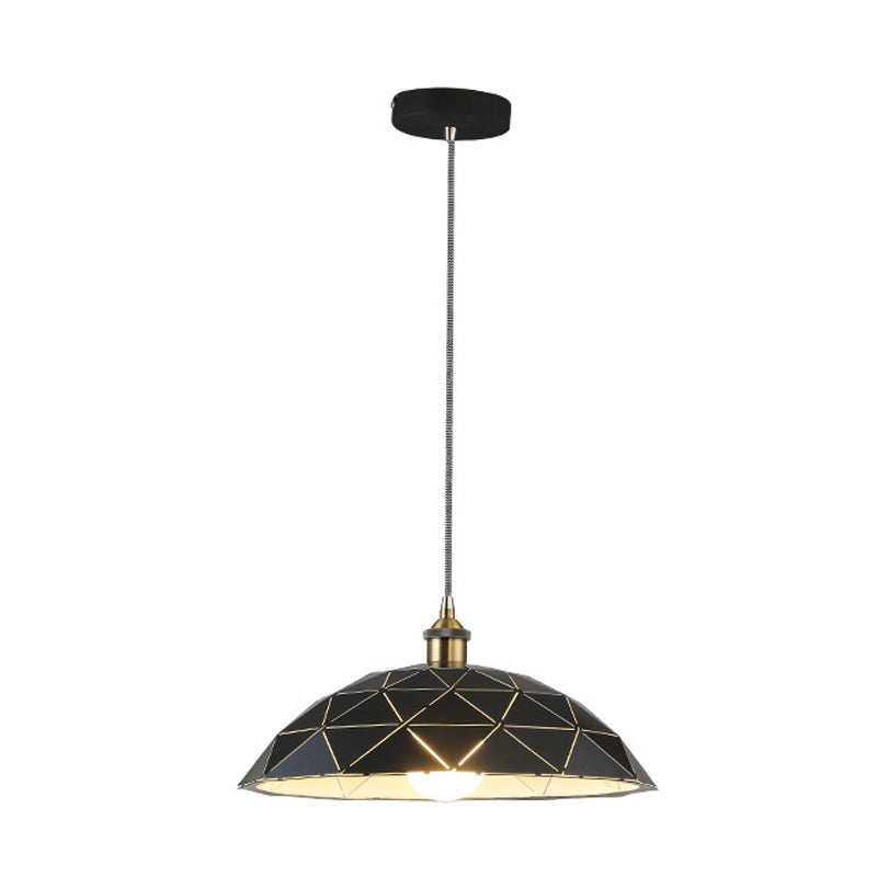 1 Lichte Dome Suspension Lamp Industrial Black/White Metal Pendant Light voor woonkamer, 13 "/16" /19.5 "breed