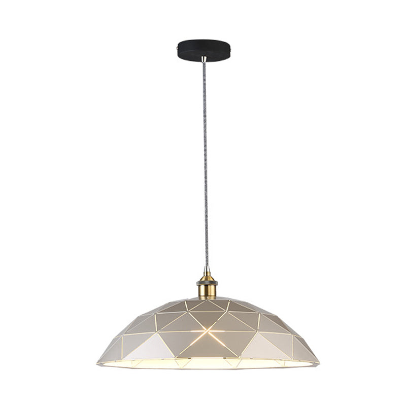 1 Lichte Dome Suspension Lamp Industrial Black/White Metal Pendant Light voor woonkamer, 13 "/16" /19.5 "breed