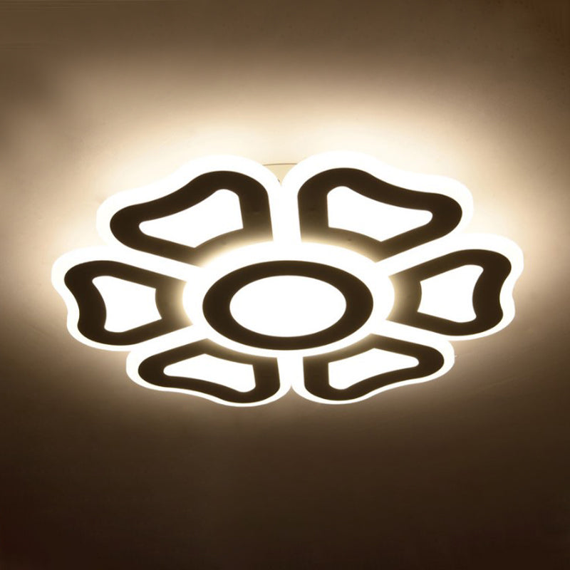 Flower Bedroom Ceiling Mounted Light Acrylic Modern LED Flush Light Fixture in White Light