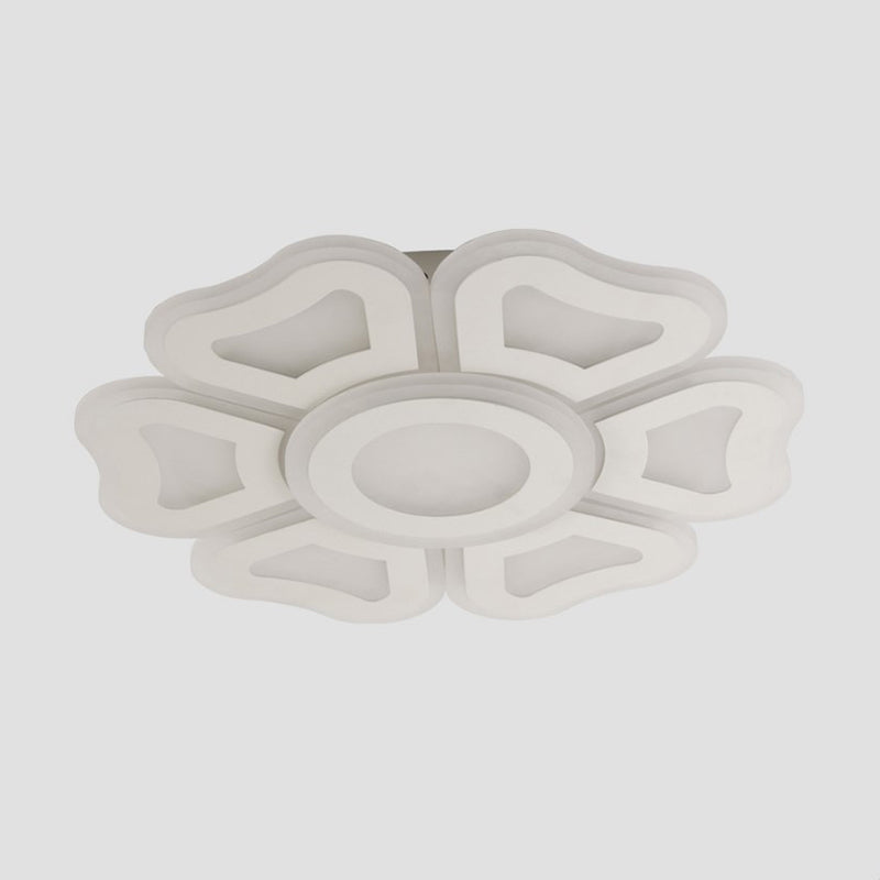 Flower Bedroom Ceiling Mounted Light Acrylic Modern LED Flush Light Fixture in White Light