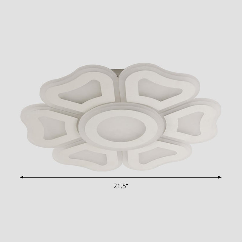 Lámpara empotrada LED moderna de acrílico con luz montada en el techo para dormitorio de flores en luz blanca