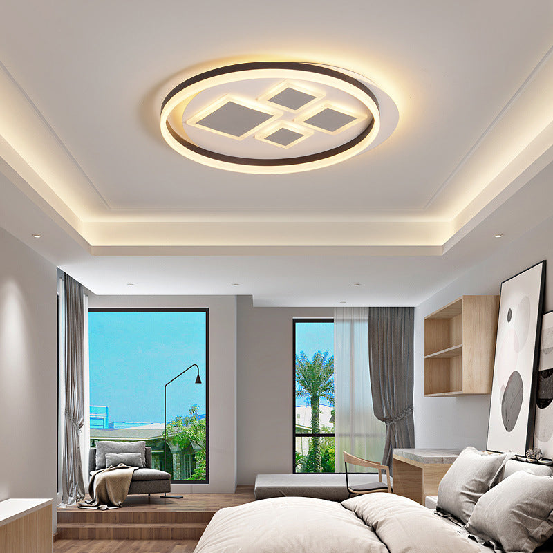 Coffee Rhombus Flush Mount Lamp Contemporary Acrylic LED Ceiling Fixture for Bedroom