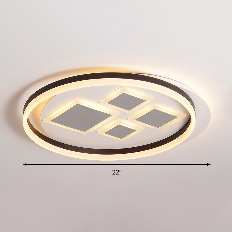 Coffee Rhombus Flush Mount Lamp Contemporary Acrylic LED Ceiling Fixture for Bedroom