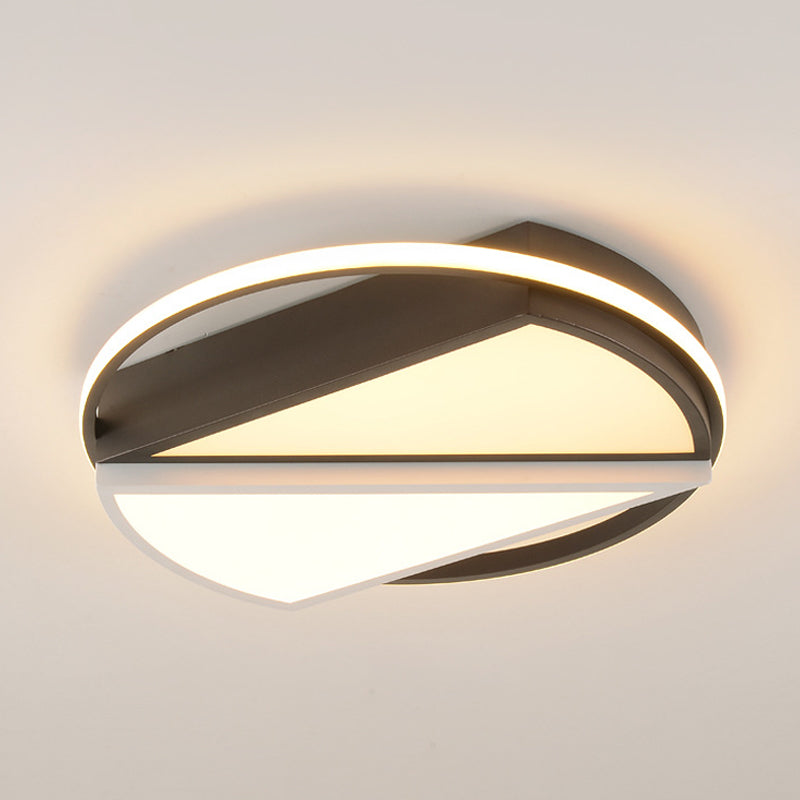 Luminaire encastré géométrique moderne en métal noir et blanc plafonnier LED pour chambre à coucher