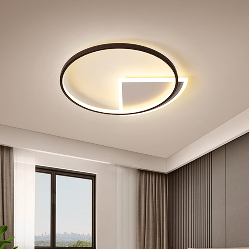 Ring Acrylic Ceiling Lighting Simple Style White and Black LED Flush Light for Bedroom