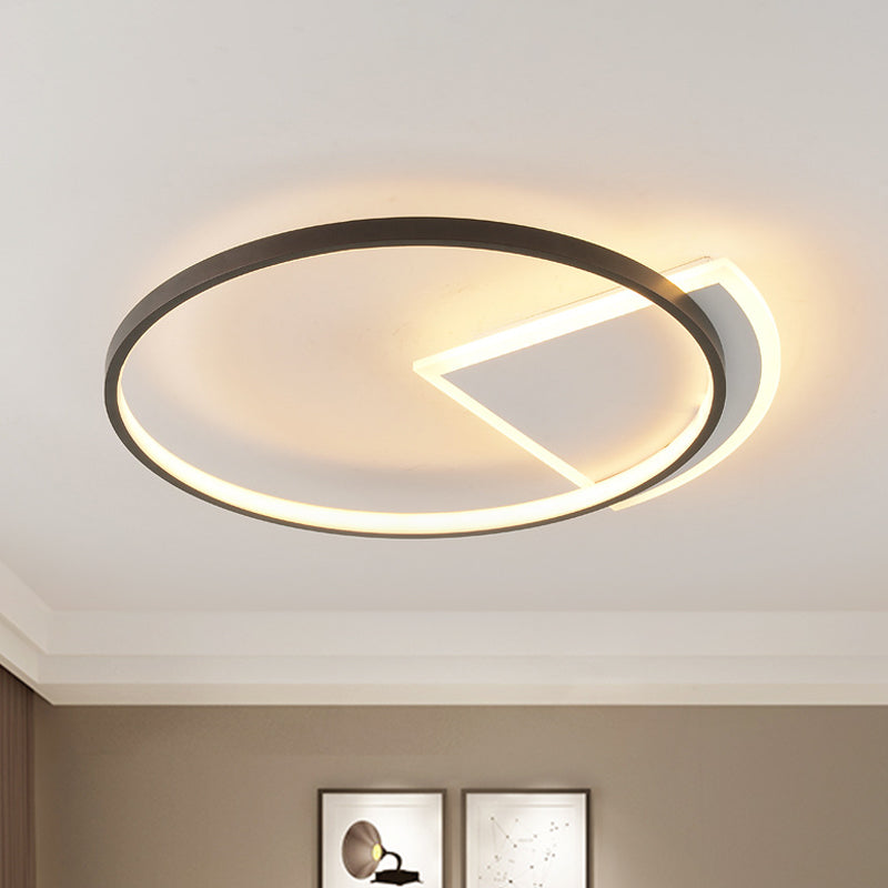 Ring Acrylic Ceiling Lighting Simple Style White and Black LED Flush Light for Bedroom