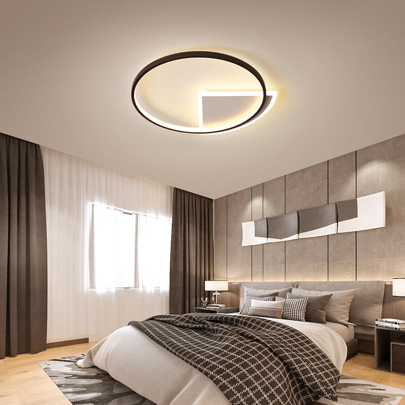 Ring Acrylic Ceiling Lighting Simple Style White and Black LED Flush Light for Bedroom