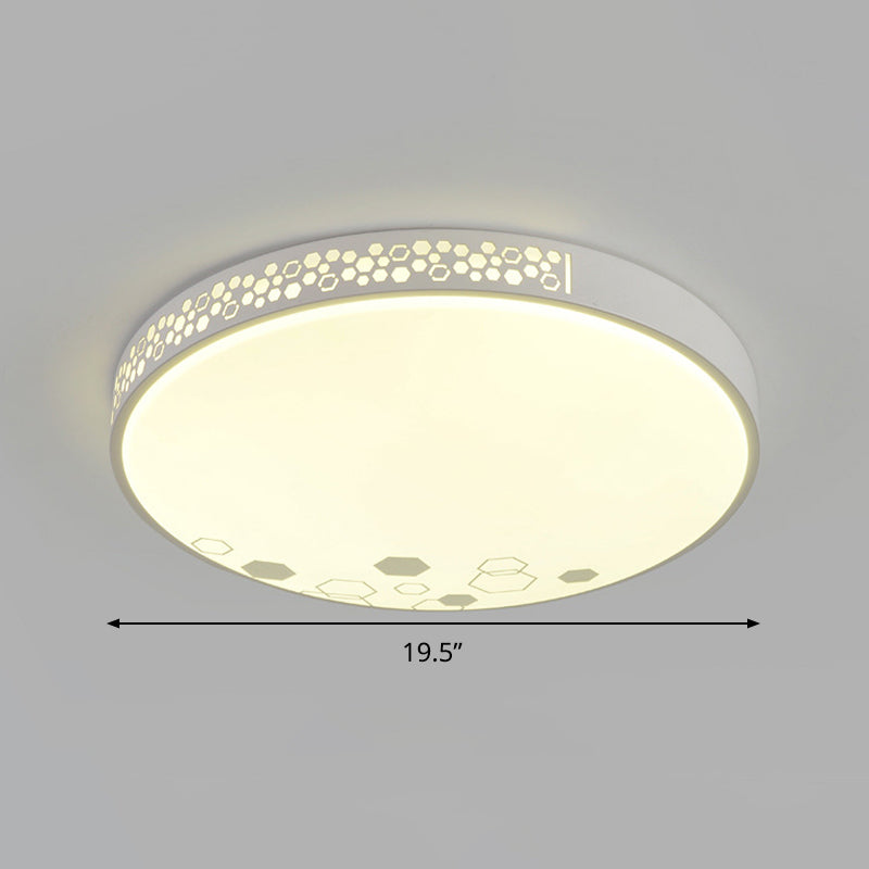 Contemporary Disk Ceiling Fixture Metal Bedroom LED Flush Mount Lighting in White