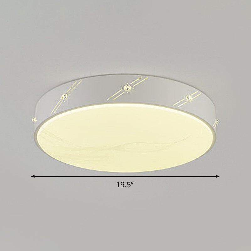 Round Ceiling Light Fixture Simple Metal White LED Flush Mount with Acrylic Diffuser for Bedroom