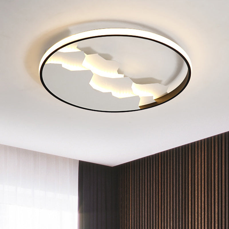 16.5"/19.5" Wide Black Circle Ceiling Light Modern Acrylic LED Flush Light Fixture in Warm/White/Natural Light