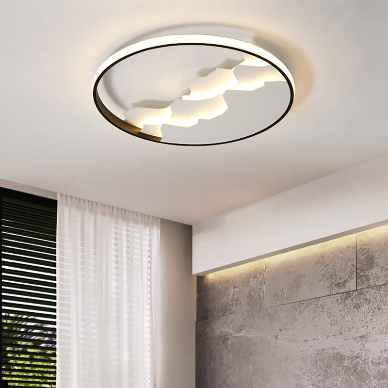 Plafoniera da soffitto moderna a cerchio nero largo 16,5"/19,5" Lampada da incasso moderna a LED in acrilico con luce calda/bianca/naturale