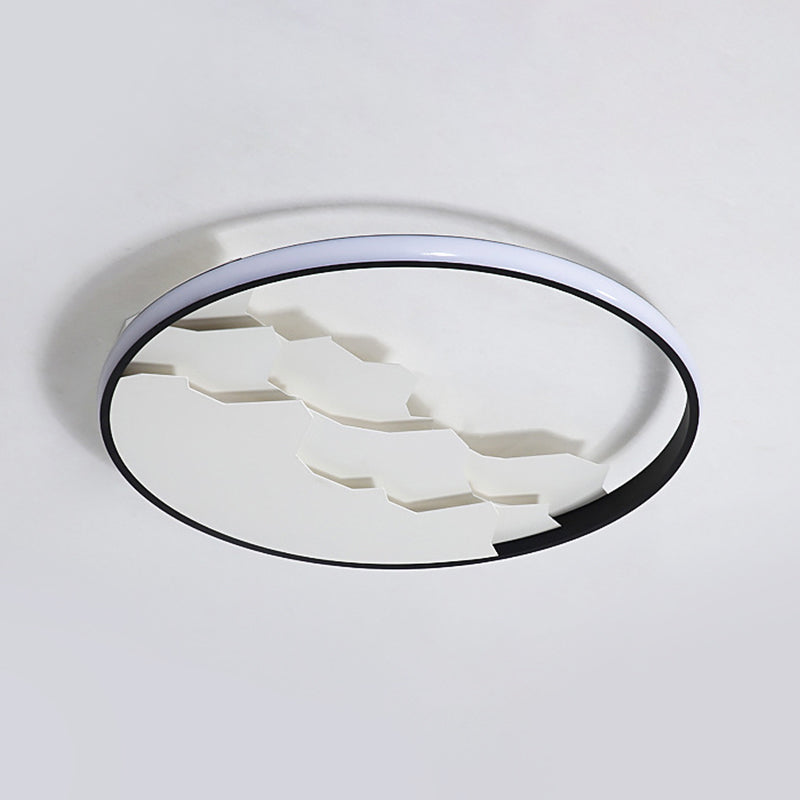 16.5"/19.5" Wide Black Circle Ceiling Light Modern Acrylic LED Flush Light Fixture in Warm/White/Natural Light