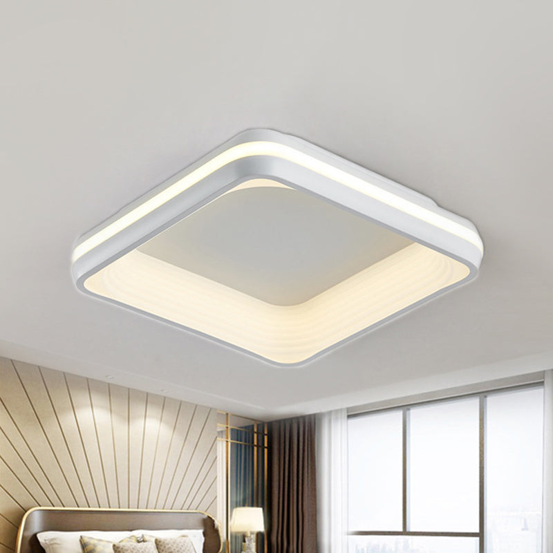 Metal Square Flush Light Simple Style White 19"/25" Wide LED Ceiling Mounted Fixture in 3 Color Light/Remote Control Stepless Dimming