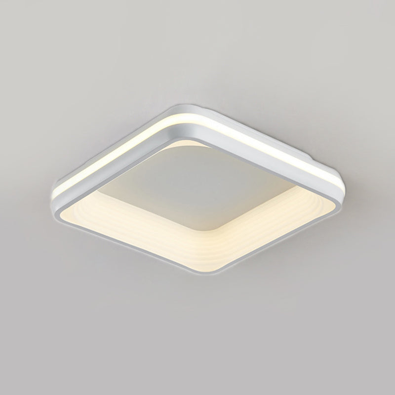 Plafonnier carré en métal de style simple blanc 48,3 cm/63,5 cm de large, plafonnier LED en 3 couleurs de lumière/télécommande à gradation continue