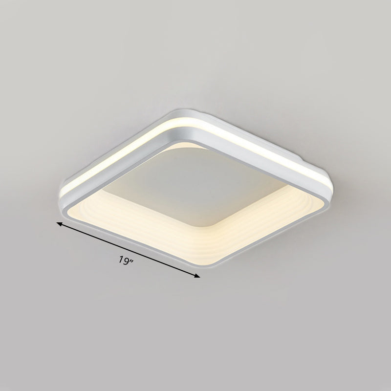 Metal Square Flush Light Simple Style White 19"/25" Wide LED Ceiling Mounted Fixture in 3 Color Light/Remote Control Stepless Dimming