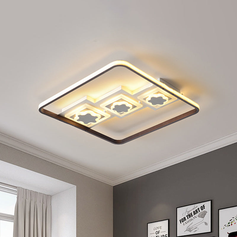 Lampada da soffitto a LED per soggiorno in acrilico, ampia e moderna, geometrica, da 19,5"/37,5", in nero